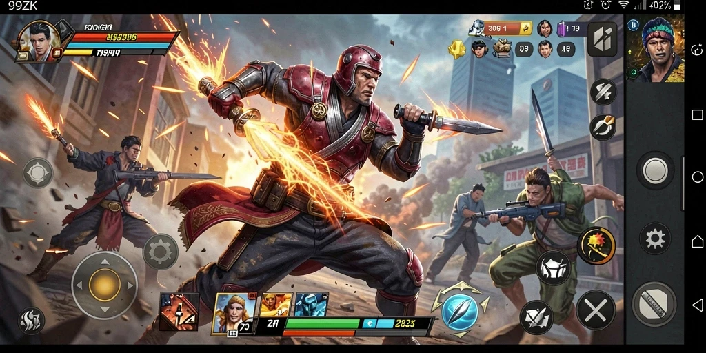 Tampilan gameplay seru dengan aksi pertarungan mendebarkan di 99ZK.