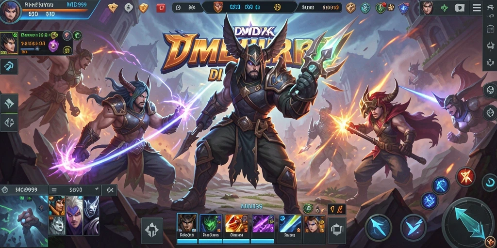 Gameplay seru DMD999 dengan aksi MOBA yang mendebarkan.