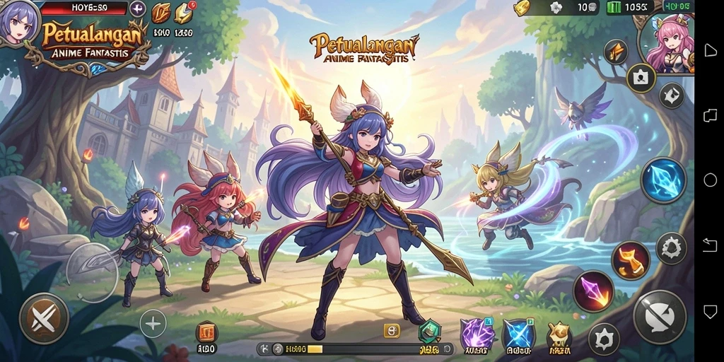 Gameplay HOYE55 yang menawan dengan karakter anime yang beragam.