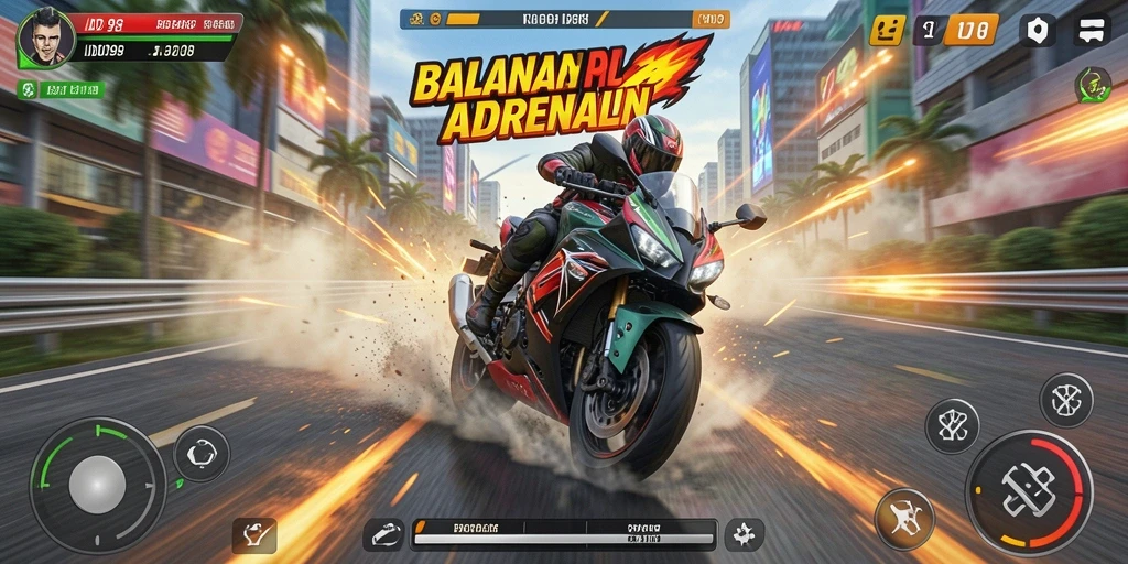 Gameplay seru balapan motor di ID098 dengan trek menantang.