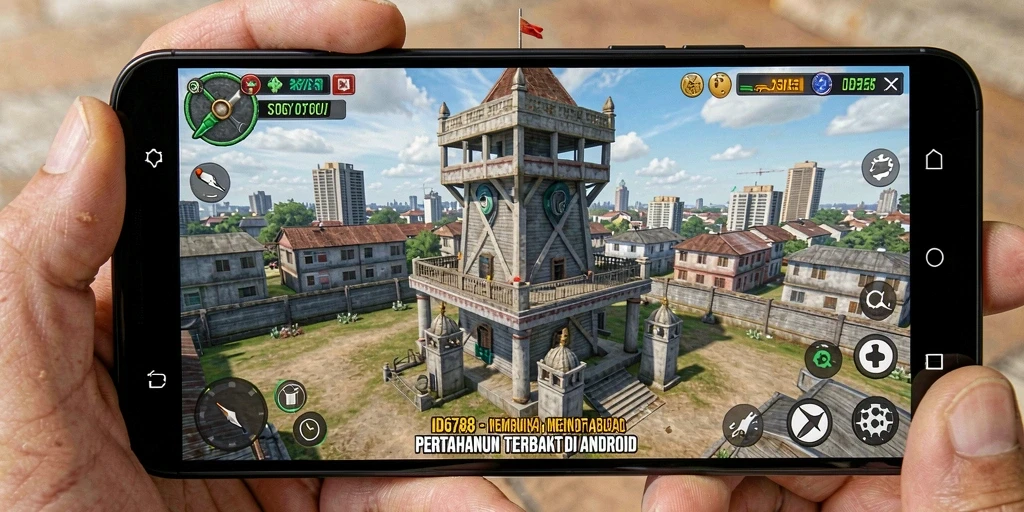 Tampilan gameplay seru dalam ID6788 dengan menara yang strategis.