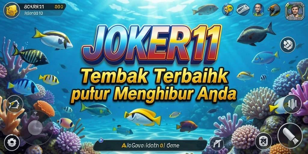 Tangkapan layar utama JOKER11 menampilkan aksi seru menembak ikan dengan efek visual menawan.