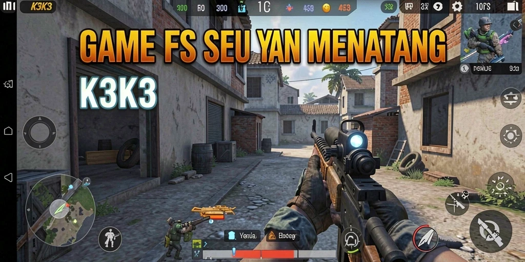 Tampilan aksi seru dari gameplay K3K3 di arena FPS.