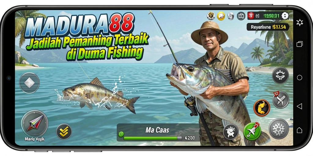 Tampilan gameplay MADURA88 dengan aksi memancing yang seru dan realistis.