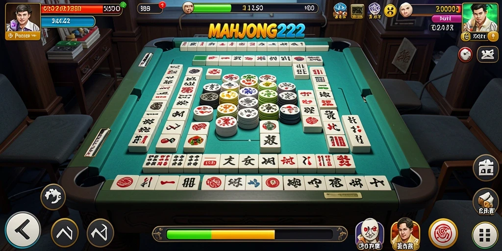 Screenshot menampilkan gameplay seru MAHJONG222 yang penuh warna.