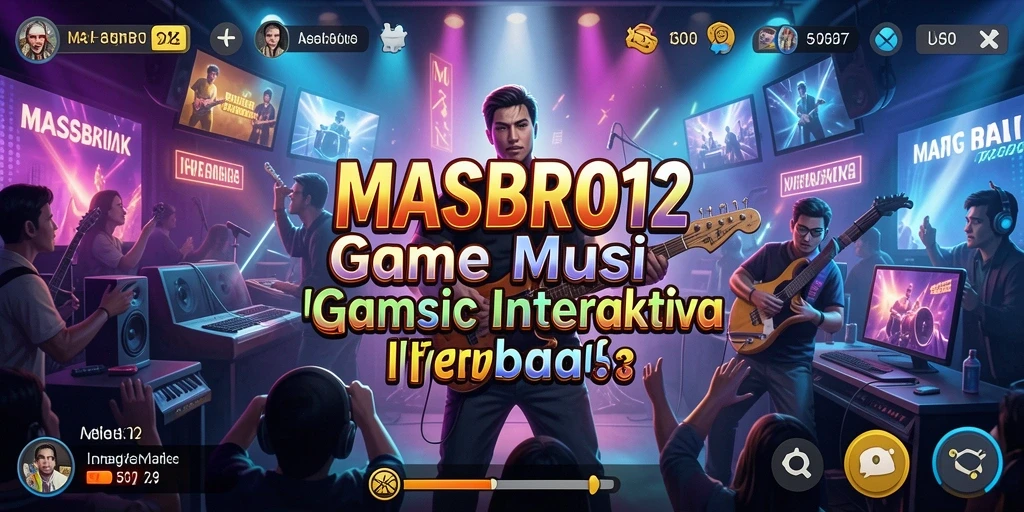 Tampilan gameplay interaktif dari MASBRO12 dengan alat musik virtual.