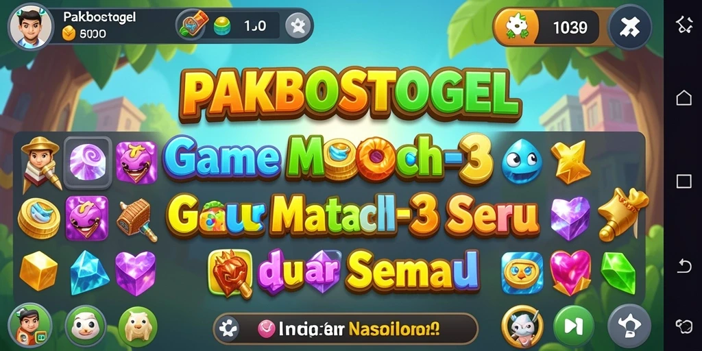 Tampilan gameplay seru PAKBOSTOGEL saat mencocokkan elemen.