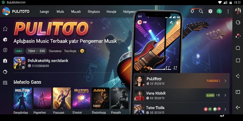 Screenshot PULITOTO menampilkan pengguna menikmati gameplay musik yang interaktif.