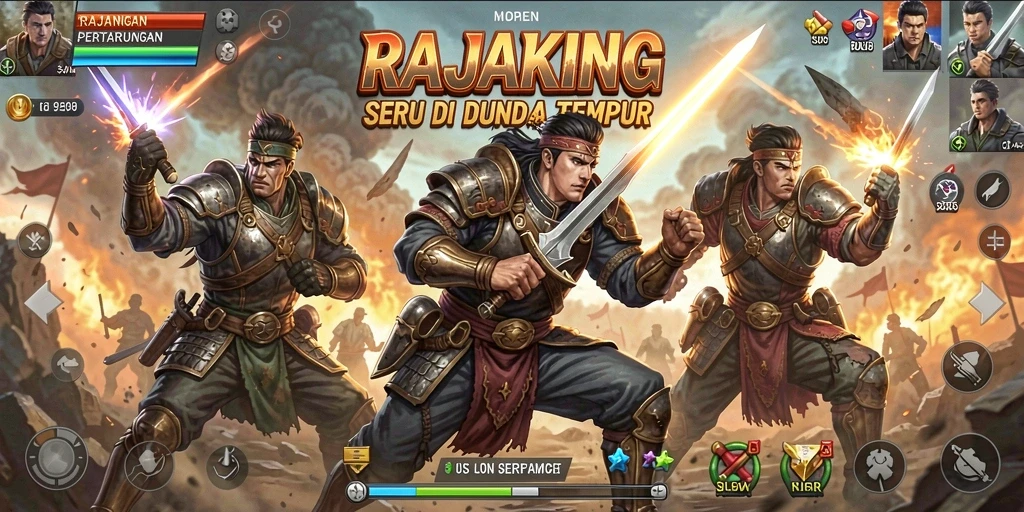 Screenshot menunjukkan pertarungan seru dalam gameplay RAJAKING.