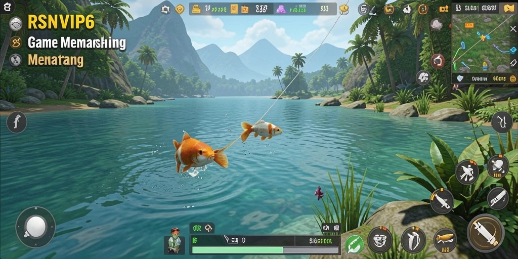 Tampilan gameplay seru RSNVIP6 dengan aksi memancing yang mendebarkan.