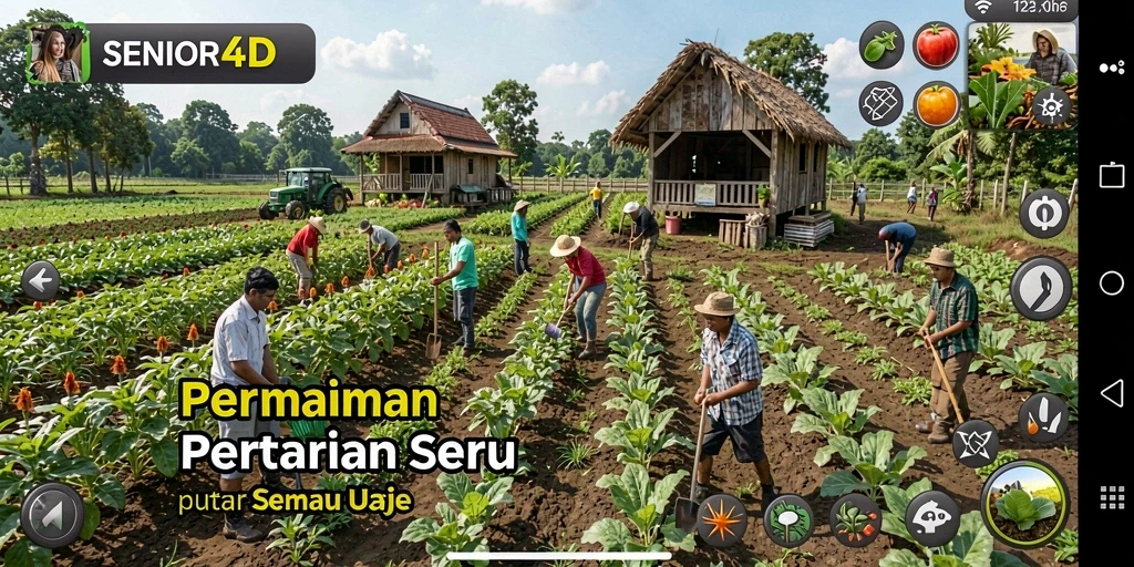 Tampilan gameplay penuh warna dan interaktif dalam SENIOR4D.