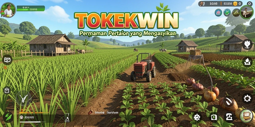 Screenshot TOKEKWIN menampilkan aktivitas pertanian yang seru dan interaktif.