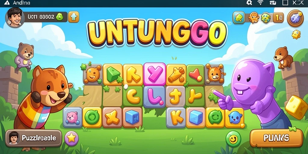 Tampilan gameplay menarik dari UNTUNGGO, menampilkan tantangan Puzzle.
