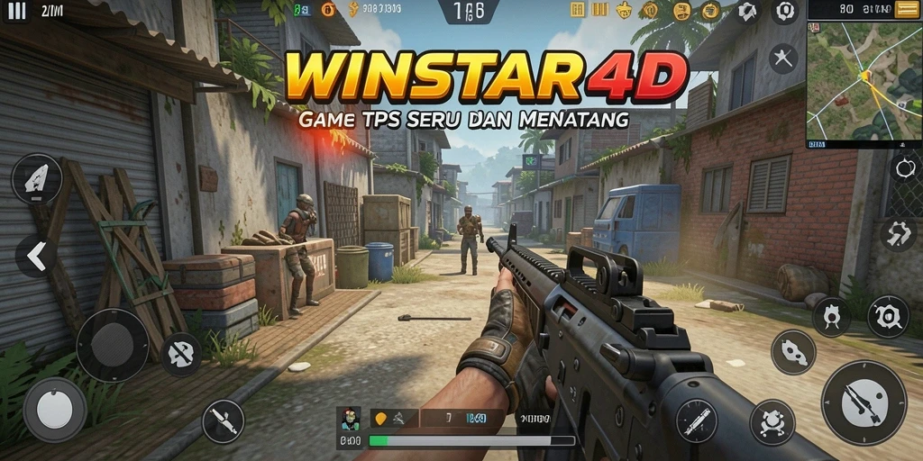Screenshot WINSTAR4D menampilkan aksi seru dalam gameplay TPS.