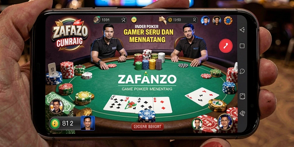 Tampilan antarmuka ZAFANZO yang menarik selama permainan Poker.